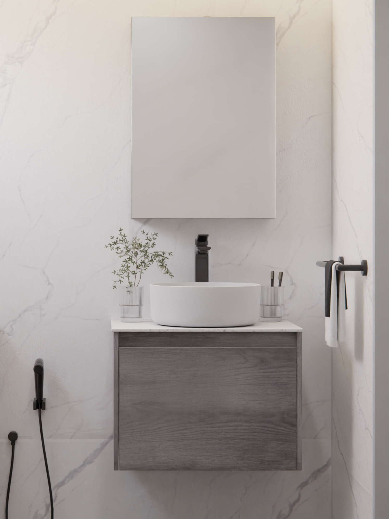 HERA Mirror Cabinet Charcoal Ash 5070MC-2-CA