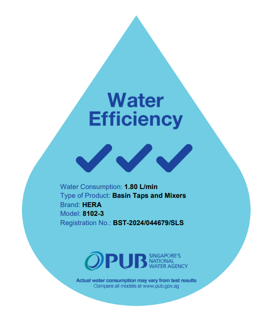 PUB water efficiency label for shower