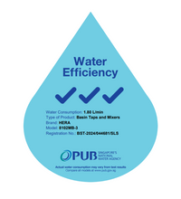 PUB water efficiency label for shower