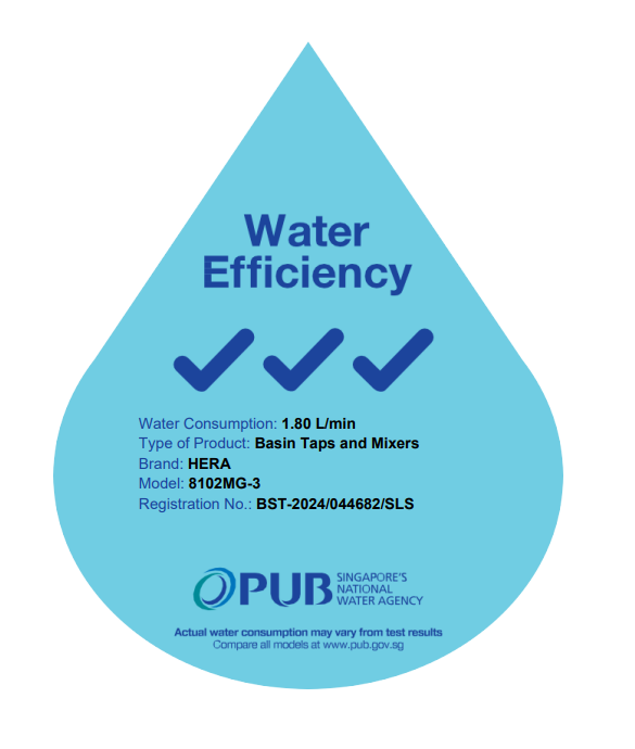 PUB water efficiency label for shower
