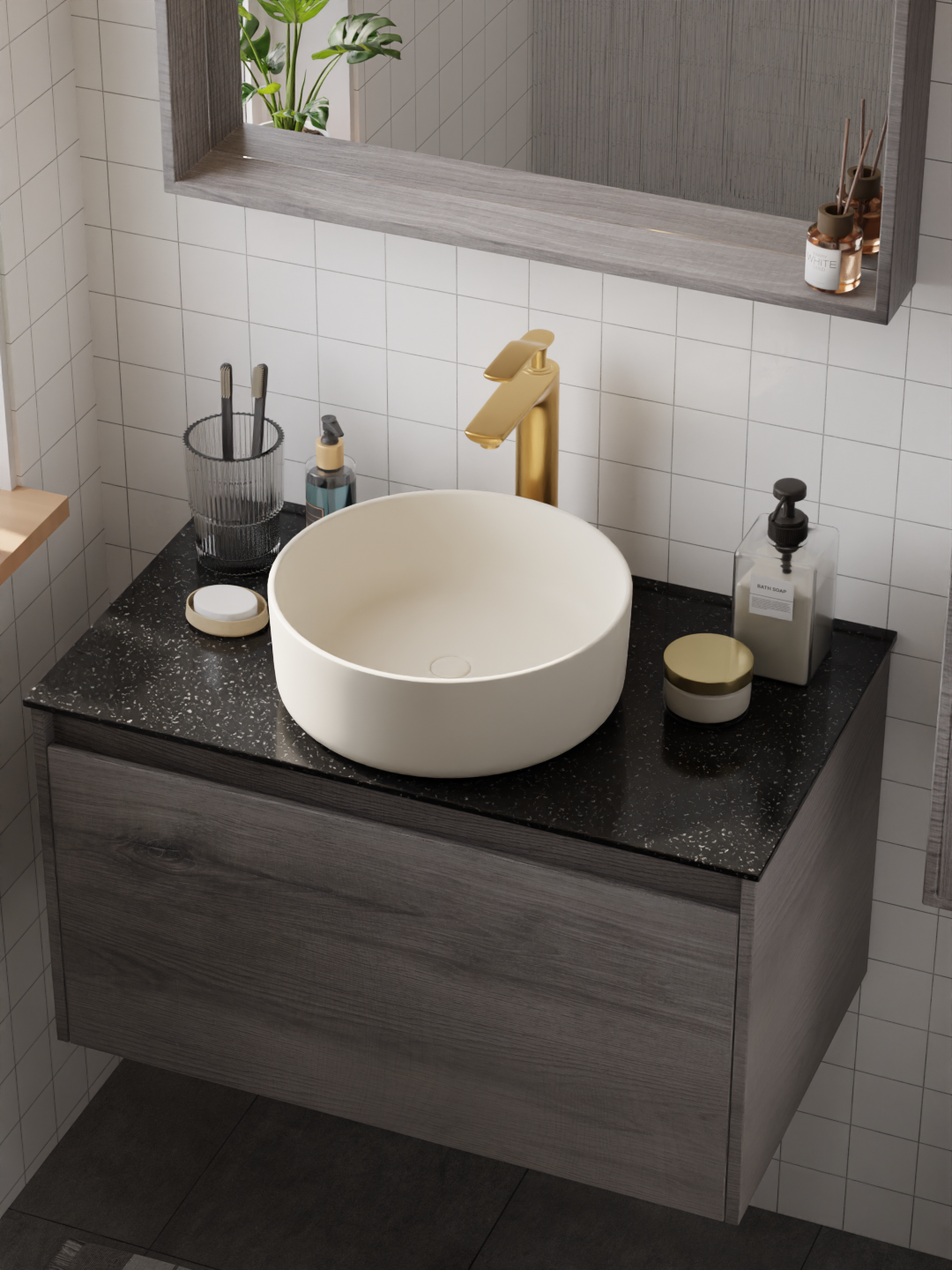 HERA Single-lever Basin Mixer Tap 8102 Matt Gold | Bathroom Faucet |Classic design for the traditional and classic look