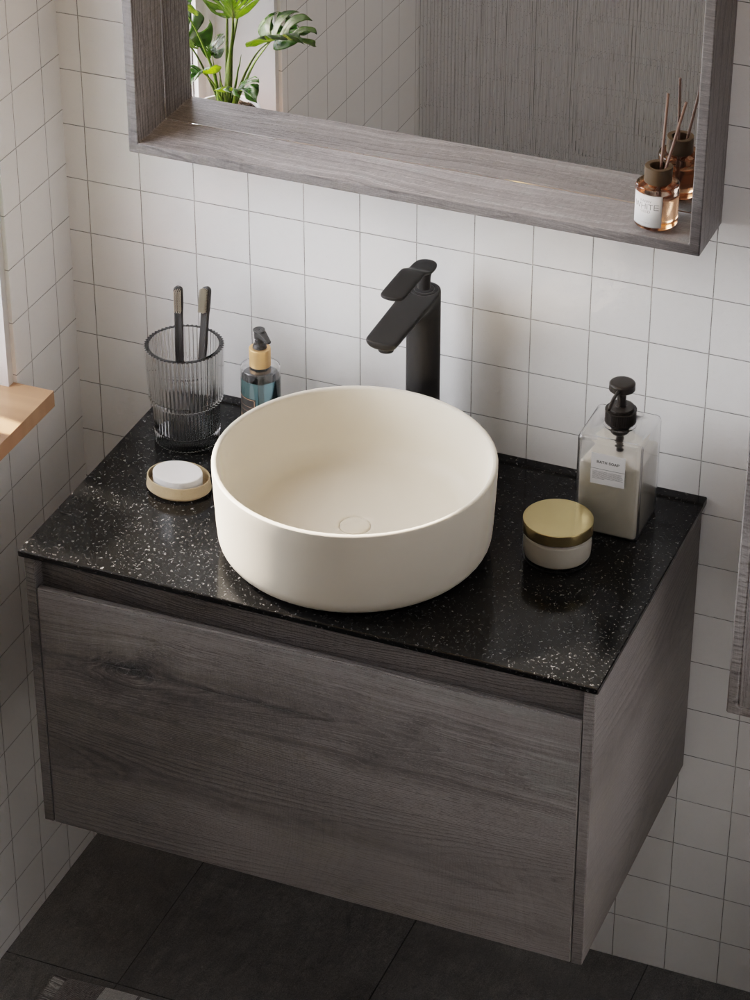 HERA Single-lever Basin Mixer Tap 8102 Matt Black | Bathroom Faucet |Classic design for the traditional and classic look