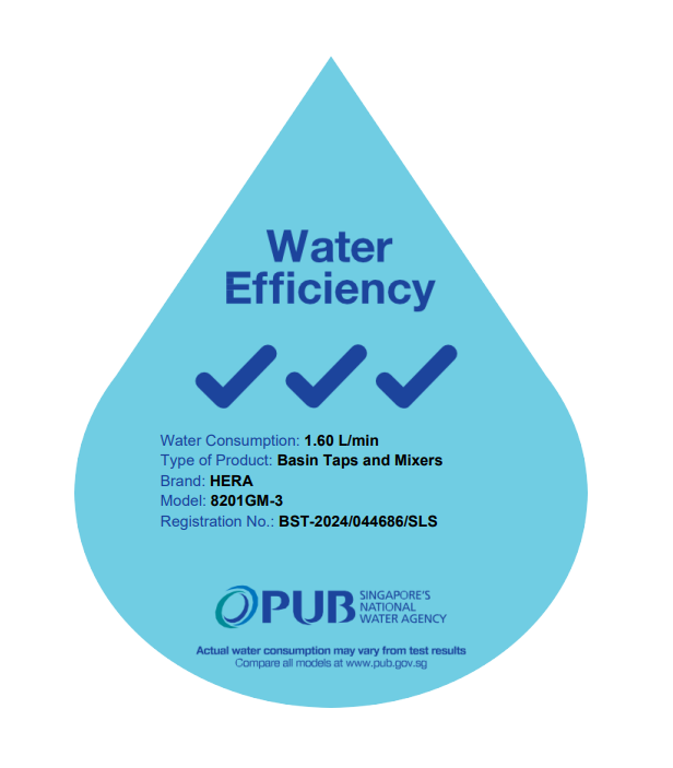 PUB water efficiency label for shower