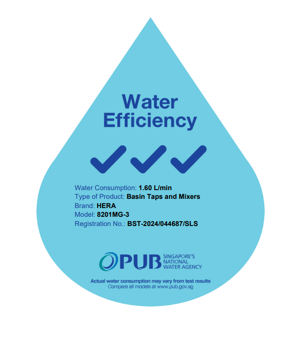 PUB water efficiency label for shower