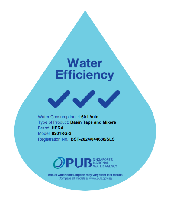 PUB water efficiency label for shower