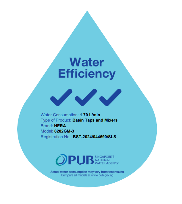 PUB water efficiency label for shower