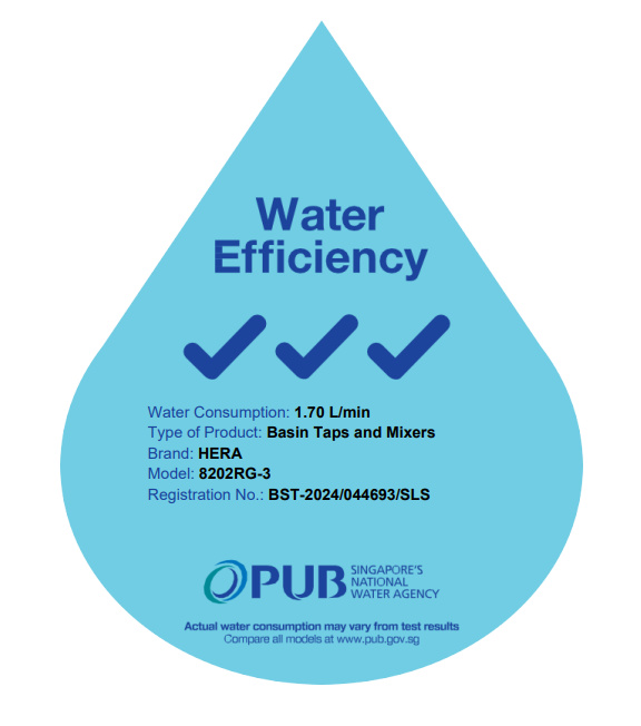 PUB water efficiency label for shower