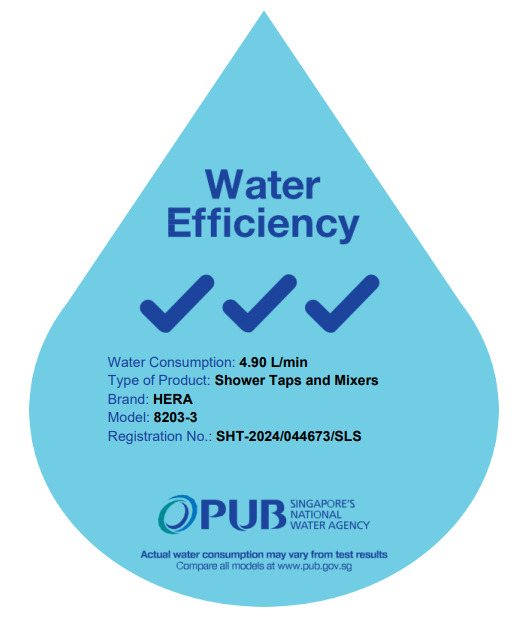 PUB water efficiency label for shower