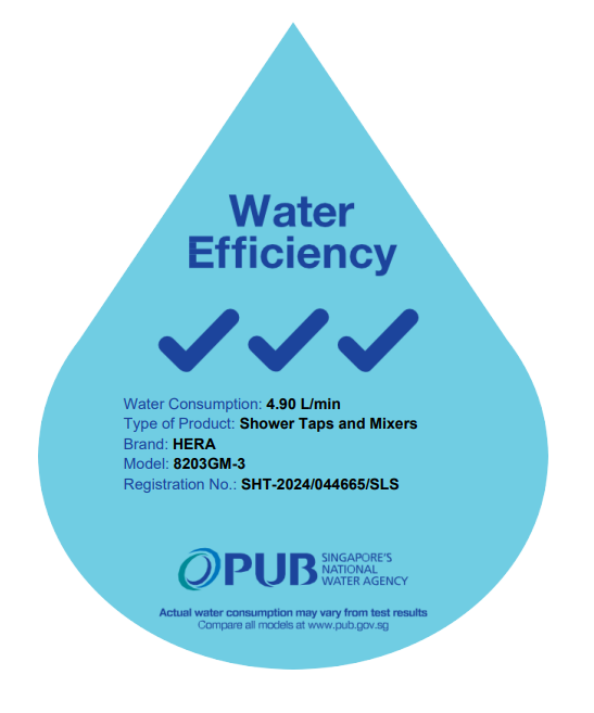 PUB water efficiency label for shower