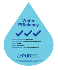 PUB water efficiency label for shower
