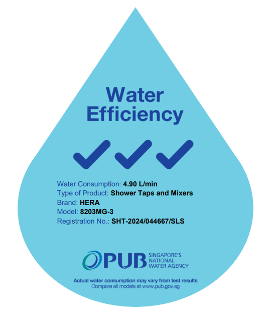 PUB water efficiency label for shower
