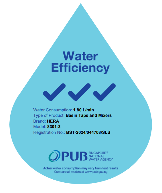 PUB water efficiency label for shower