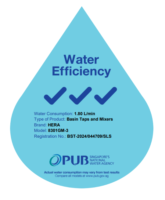 PUB water efficiency label for shower