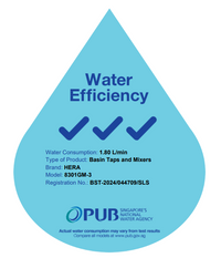 PUB water efficiency label for shower