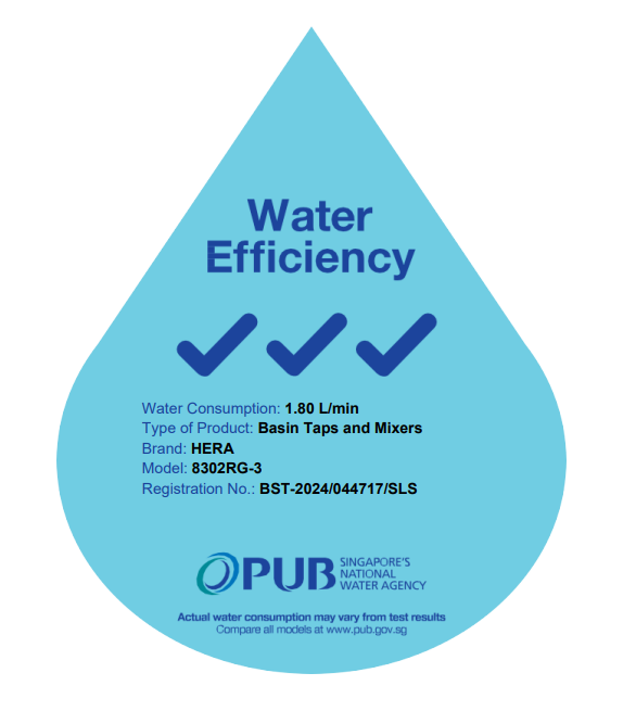 PUB approved water efficiency sticker