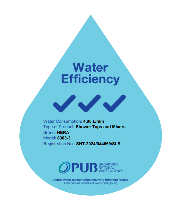PUB water efficiency label for shower