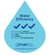 PUB water efficiency label for shower