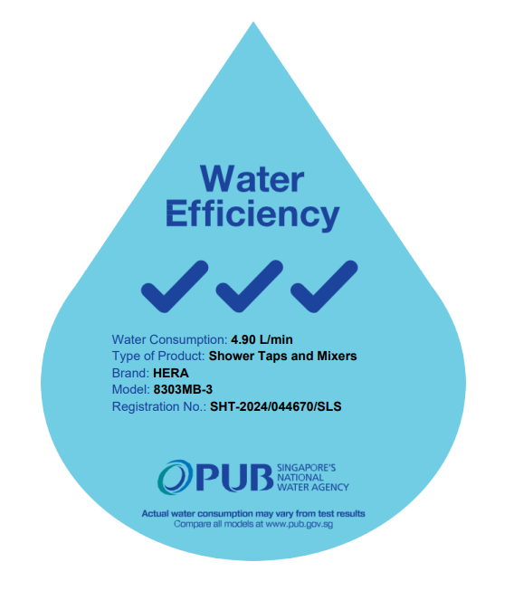 PUB water efficiency label for shower