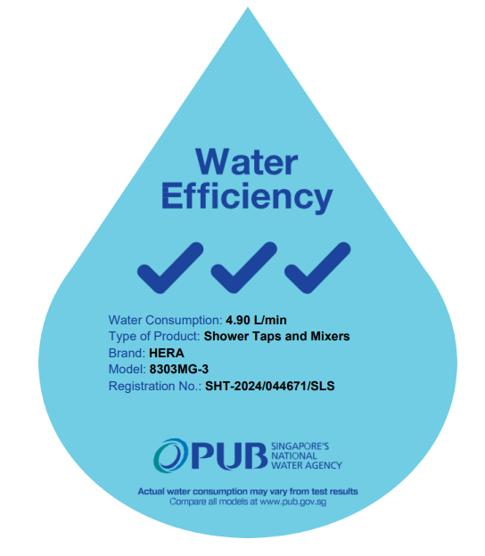 PUB water efficiency label for shower