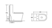 Dimensions of Hera Tornado Flush One Piece Toilet Bowl 