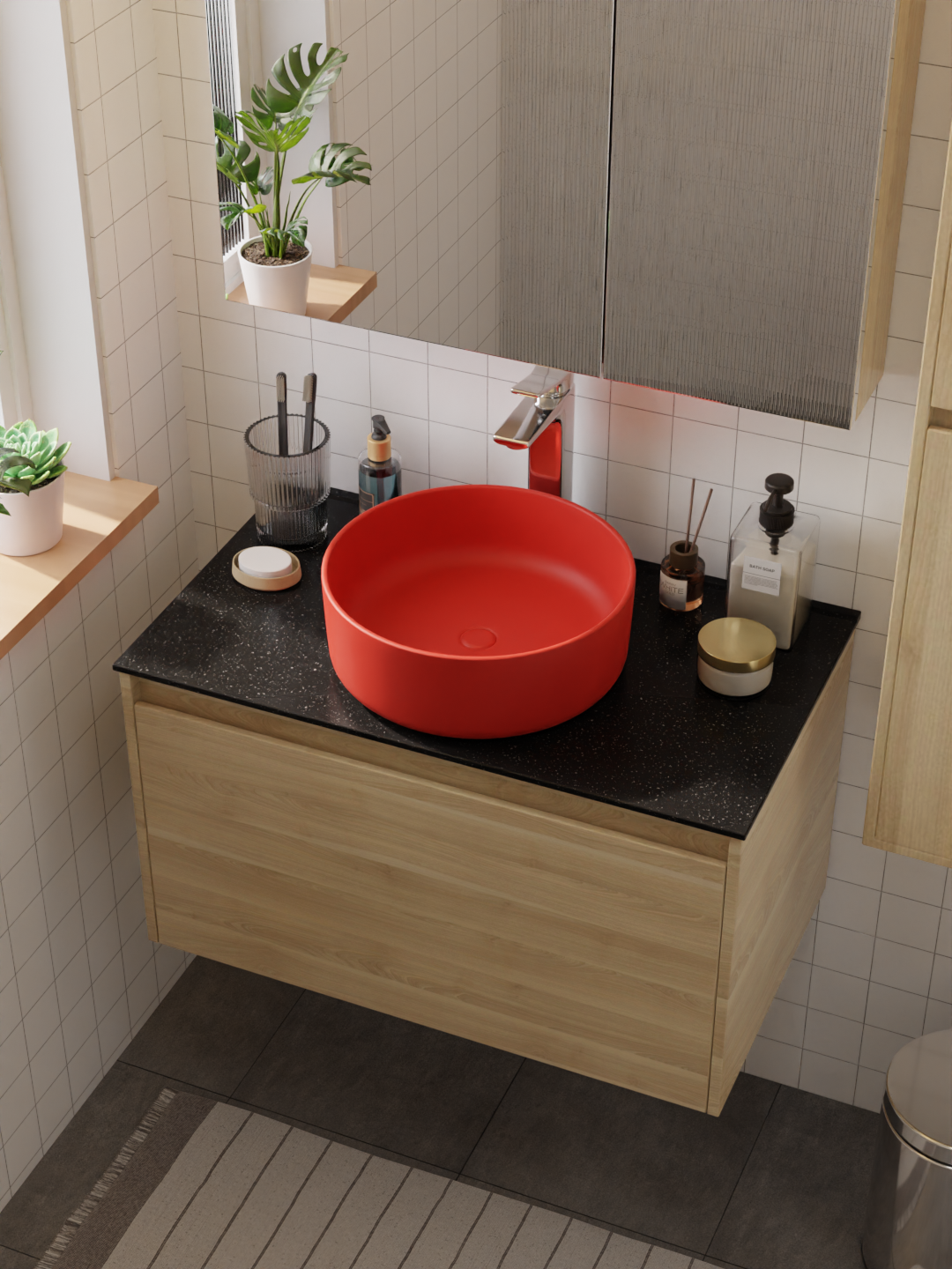 HERA Ceramic Basin Matt Red