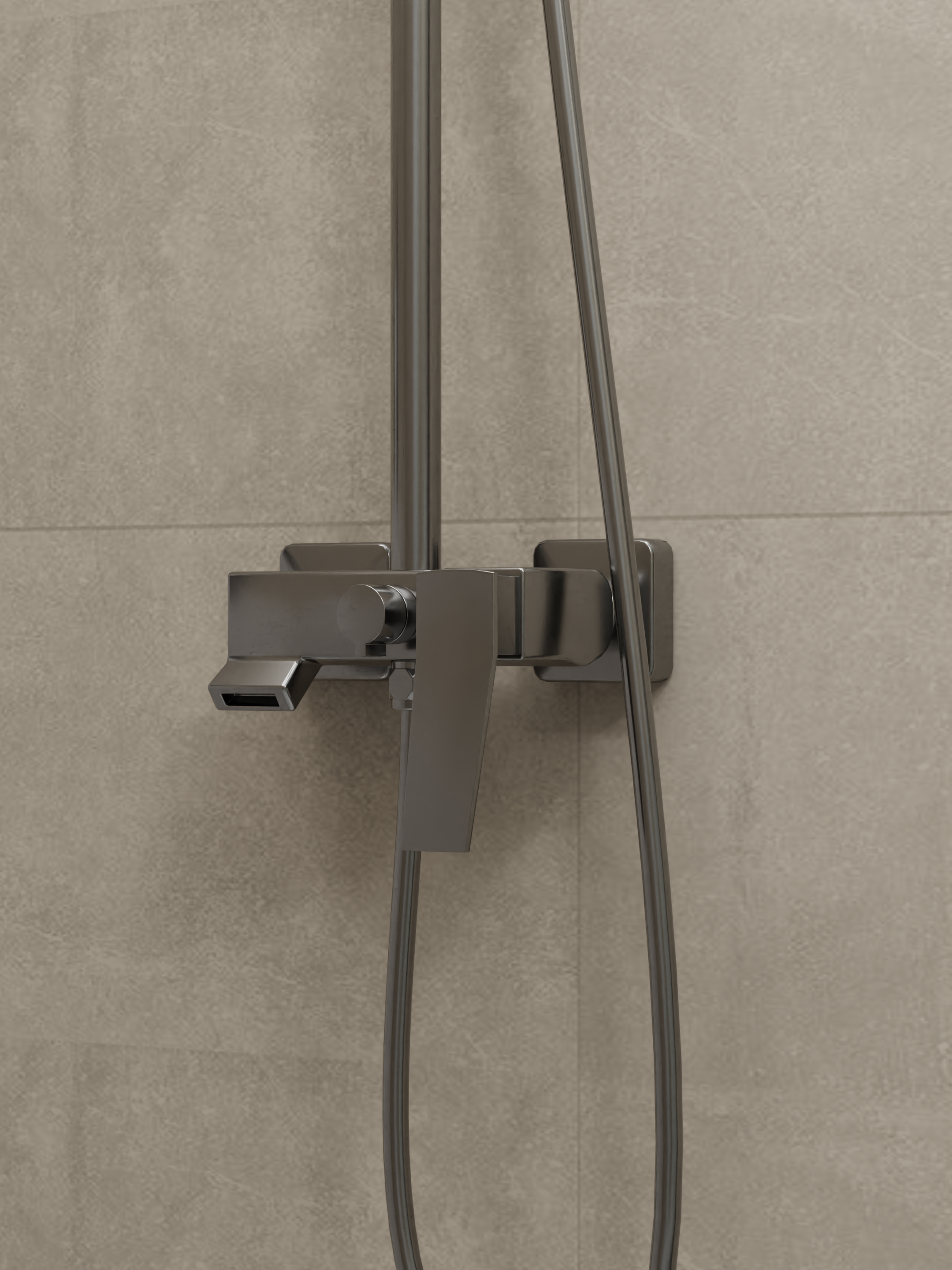  Single-lever Shower Mixer Set 8303 Gun Metal | Square Rain Shower Head
