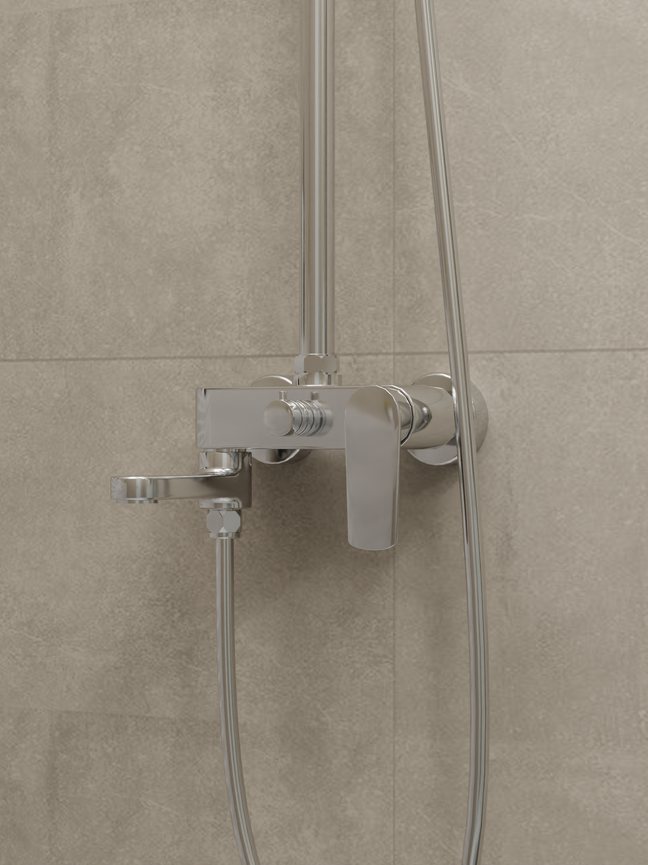 Rainshower System with Single-lever Shower Mixer Set 8203 Gun Metal | Round Rain Shower Head