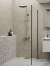 Rainshower System with Single-lever Shower Mixer Set 8203 Gun Metal | Round Rain Shower Head