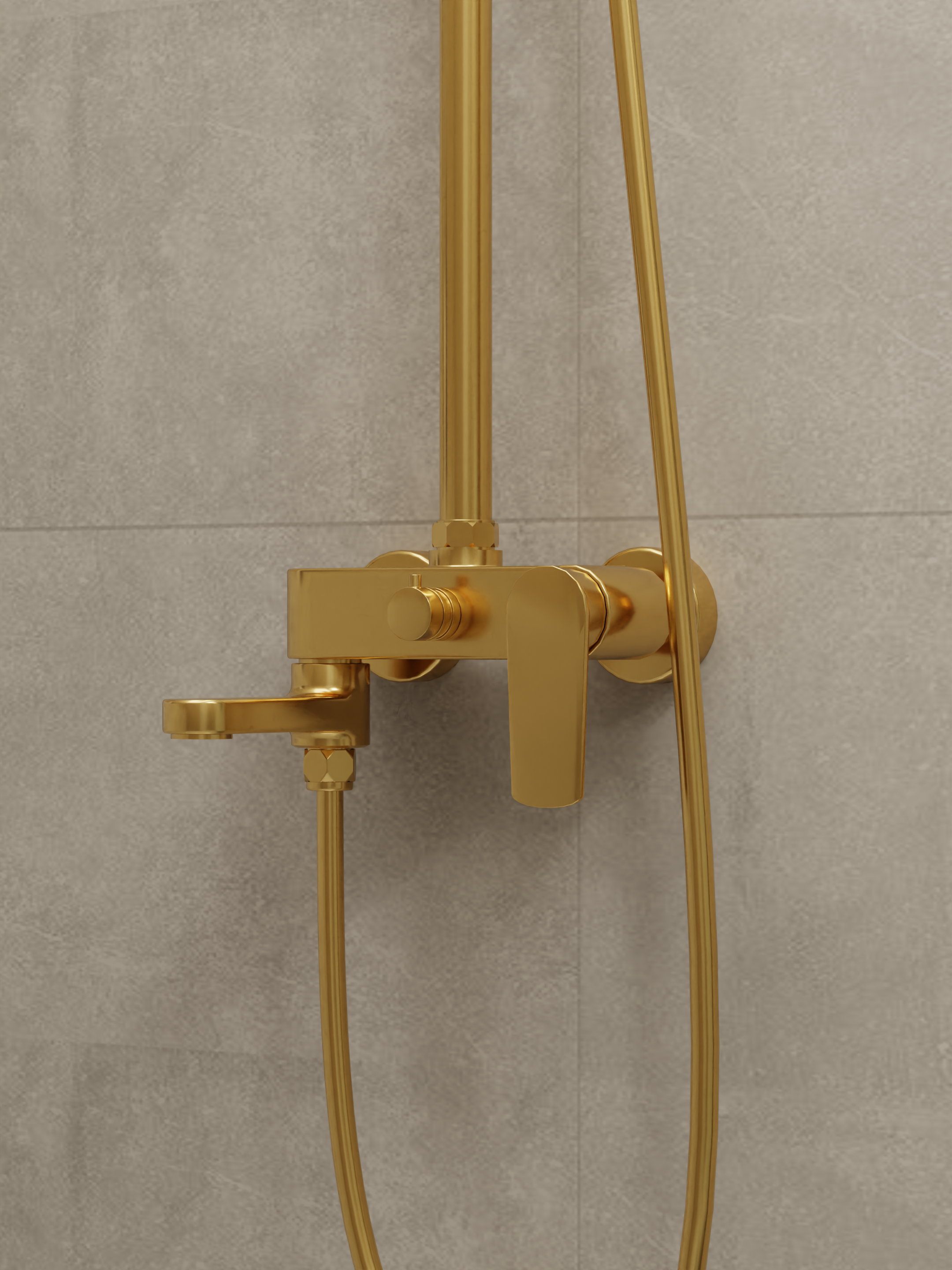 Rainshower System with Single-lever Shower Mixer Set 8203 Matt Gold 
