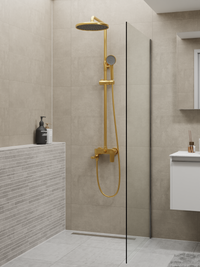 Single-lever Shower Mixer Set 8203 Matt Gold | Round Rain Shower Head