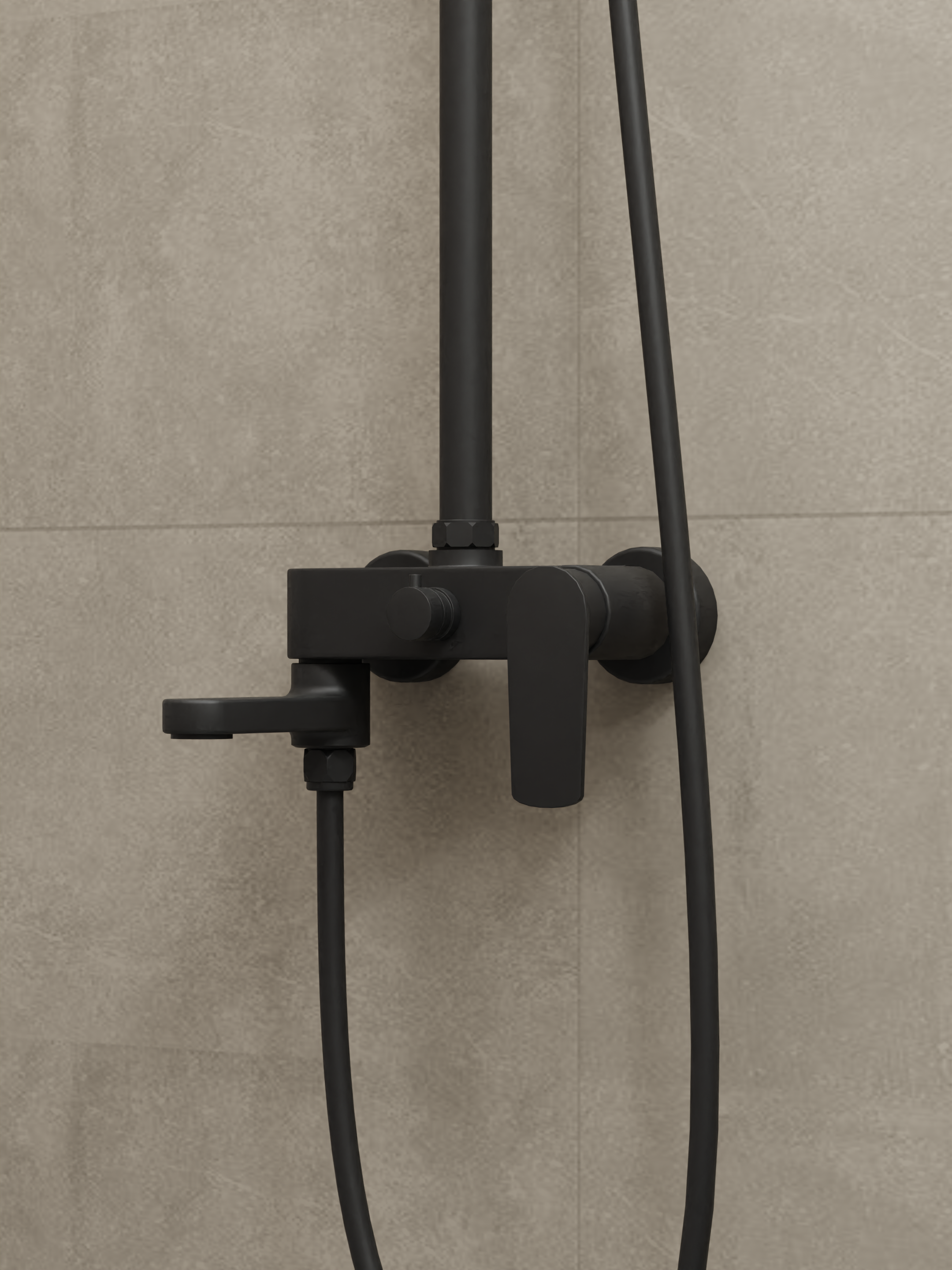 Single-lever Shower Mixer Set 8203 Matt Black | Round Rain Shower Head