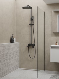 Single-lever Shower Mixer Set 8203 Matt Black | Round Rain Shower Head