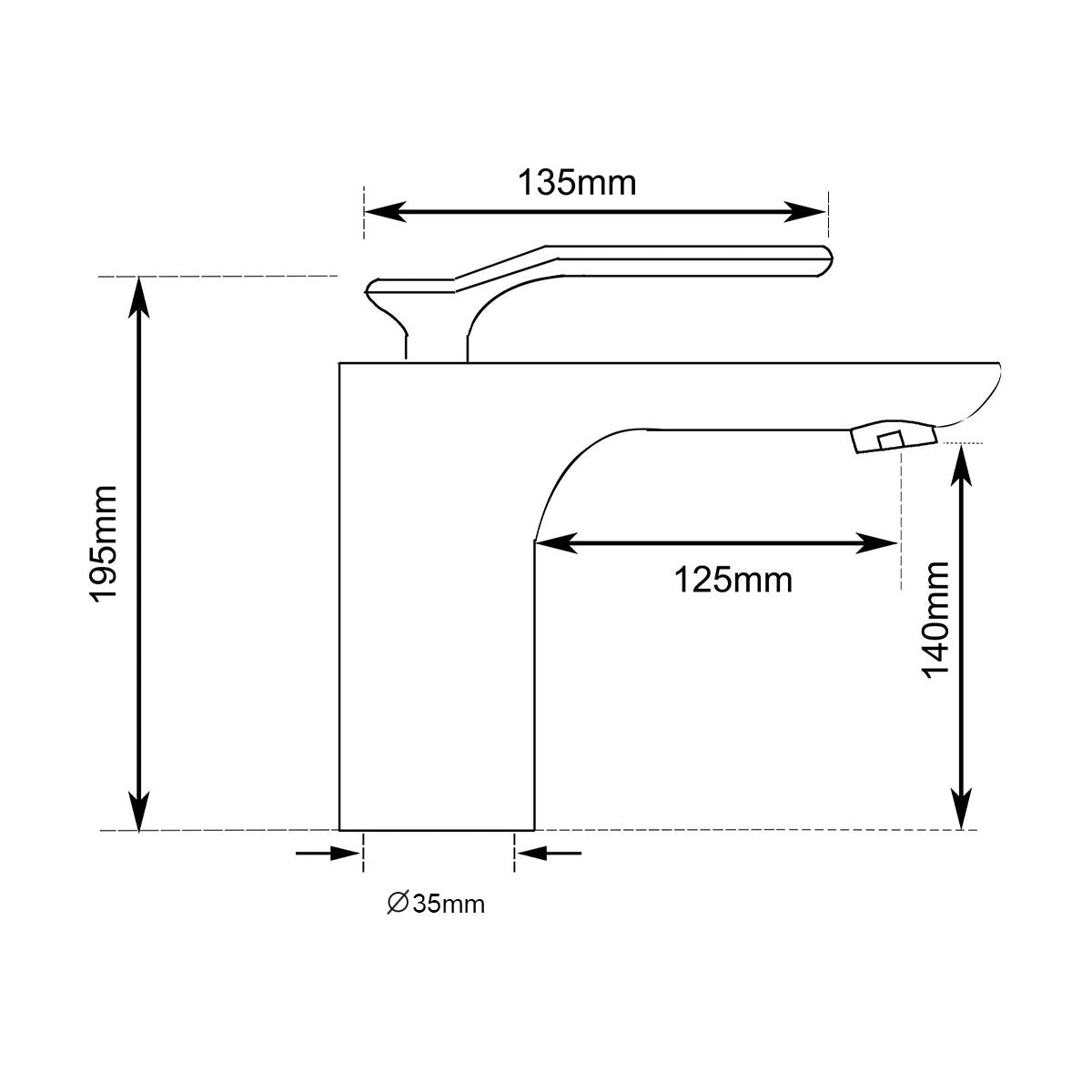 Dimensions for HERA Single-lever Basin Mixer Tap 8101 Chrome