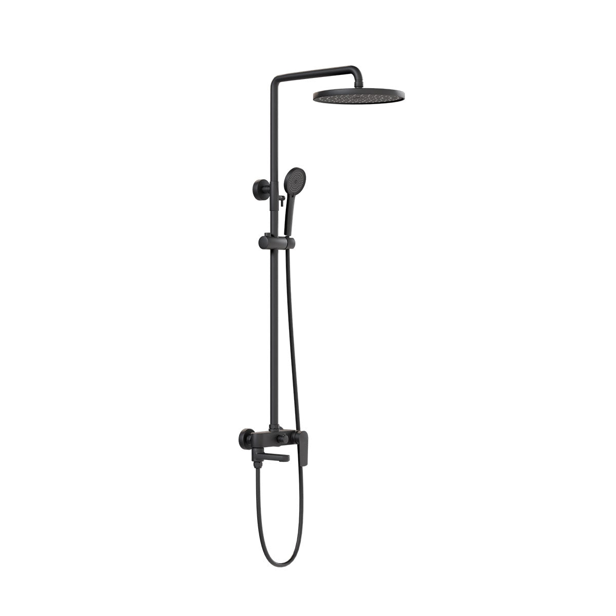 HERA Rainshower System with Single-lever Shower Mixer Set 8203 Matt Black | Round Rain Shower Head