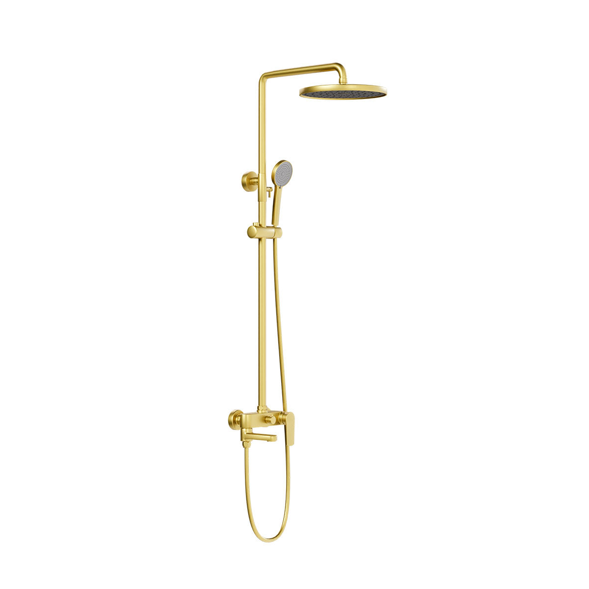 HERA Rainshower System with Single-lever Shower Mixer Set 8203 Matt Gold | Round Rain Shower Head