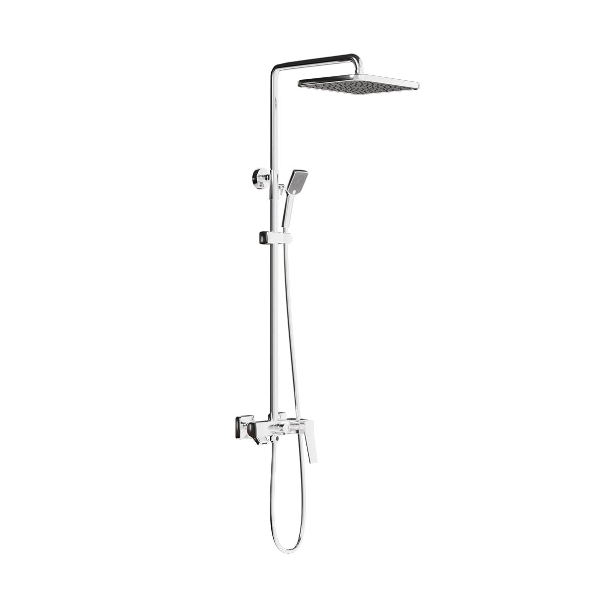 HERA Rainshower System with Single-lever Shower Mixer Set 8303 Chrome | Square Rain Shower Head