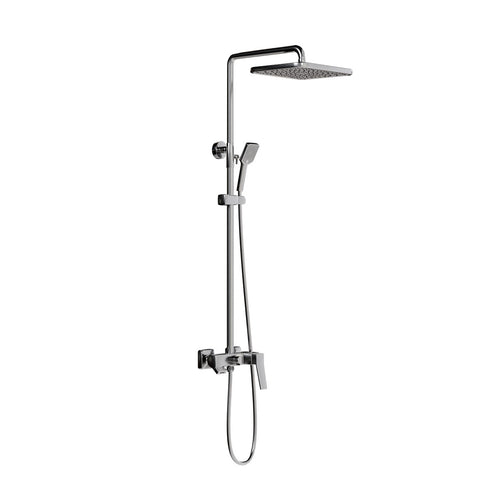 HERA Rainshower System with Single-lever Shower Mixer Set 8303 Gun Metal | Square Rain Shower Head