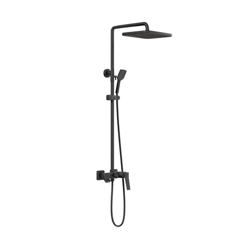 HERA Rainshower System with Single-lever Shower Mixer Set 8303 Matt Black | Square Rain Shower Head