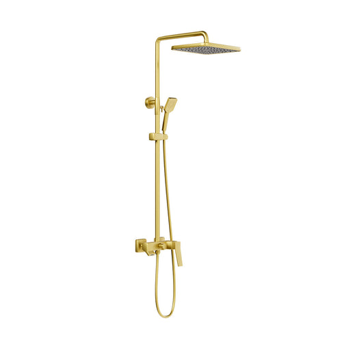 HERA Rainshower System with Single-lever Shower Mixer Set 8303 Matt Gold | Square Rain Shower Head