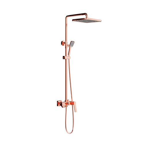 HERA Rainshower System with Single-lever Shower Mixer Set 8303 Rose Gold | Square Rain Shower Head