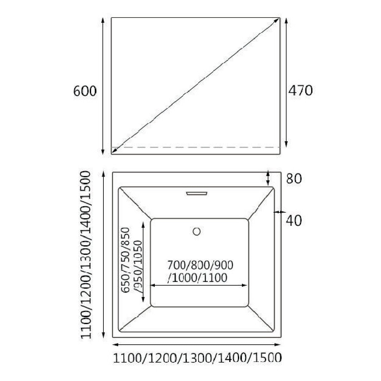 Dimensions for HERA Bathtub 1001