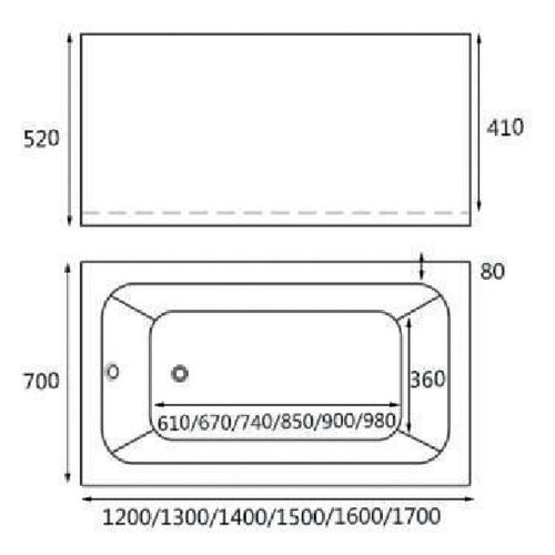 HERA Bathtub 1008, Wall to Wall sealed up