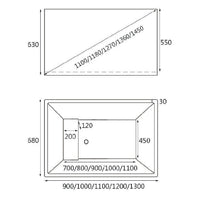 Dimensions of HERA Bathtub 1009, Rectangular Stand Alone
