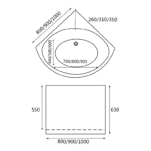 HERA Bathtub 1011, Portable Corner Bathtub