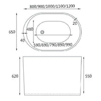 HERA Bathtub 1012 Oval Bathtub  | The Mini Bathtub for your Home Spa and for small bathrooms