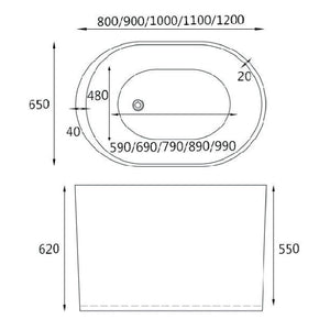HERA Bathtub 1012 Oval Bathtub  | The Mini Bathtub for your Home Spa and for small bathrooms