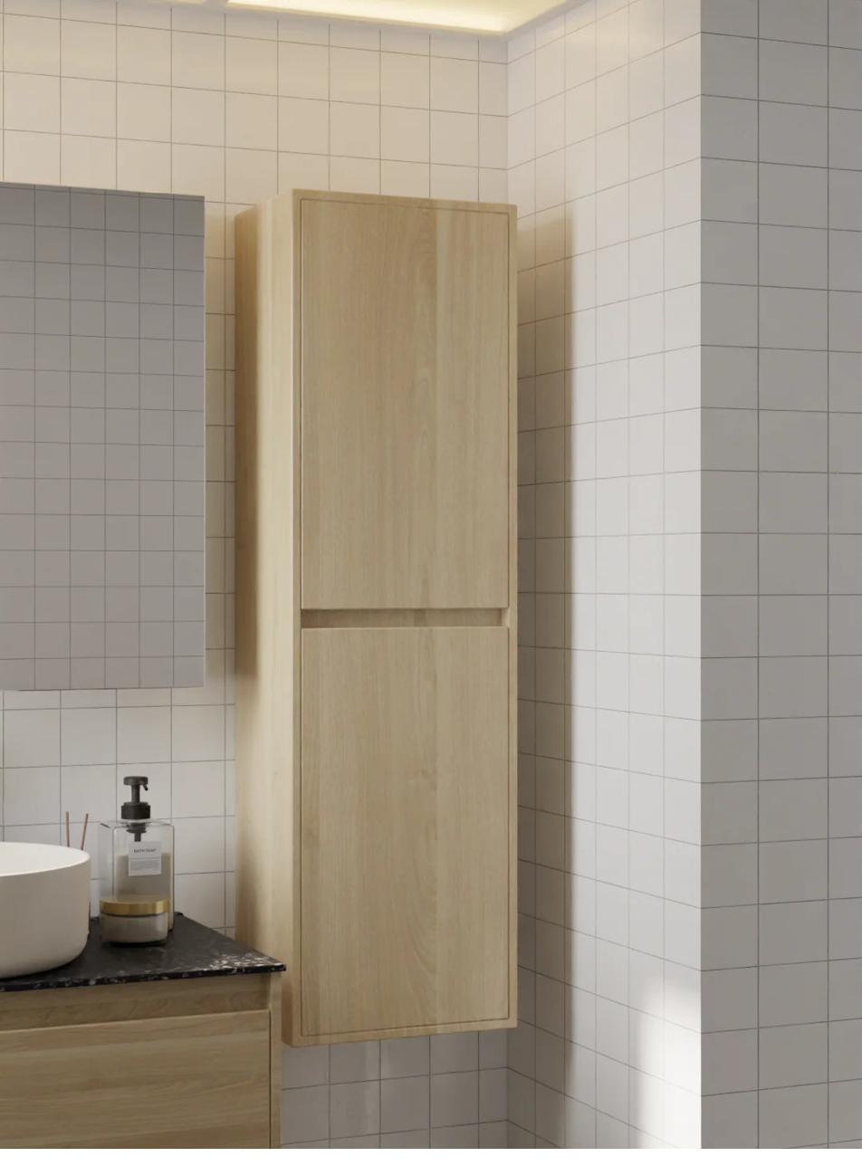 HERA Ash Wood side column cabinet showing wood grain texture